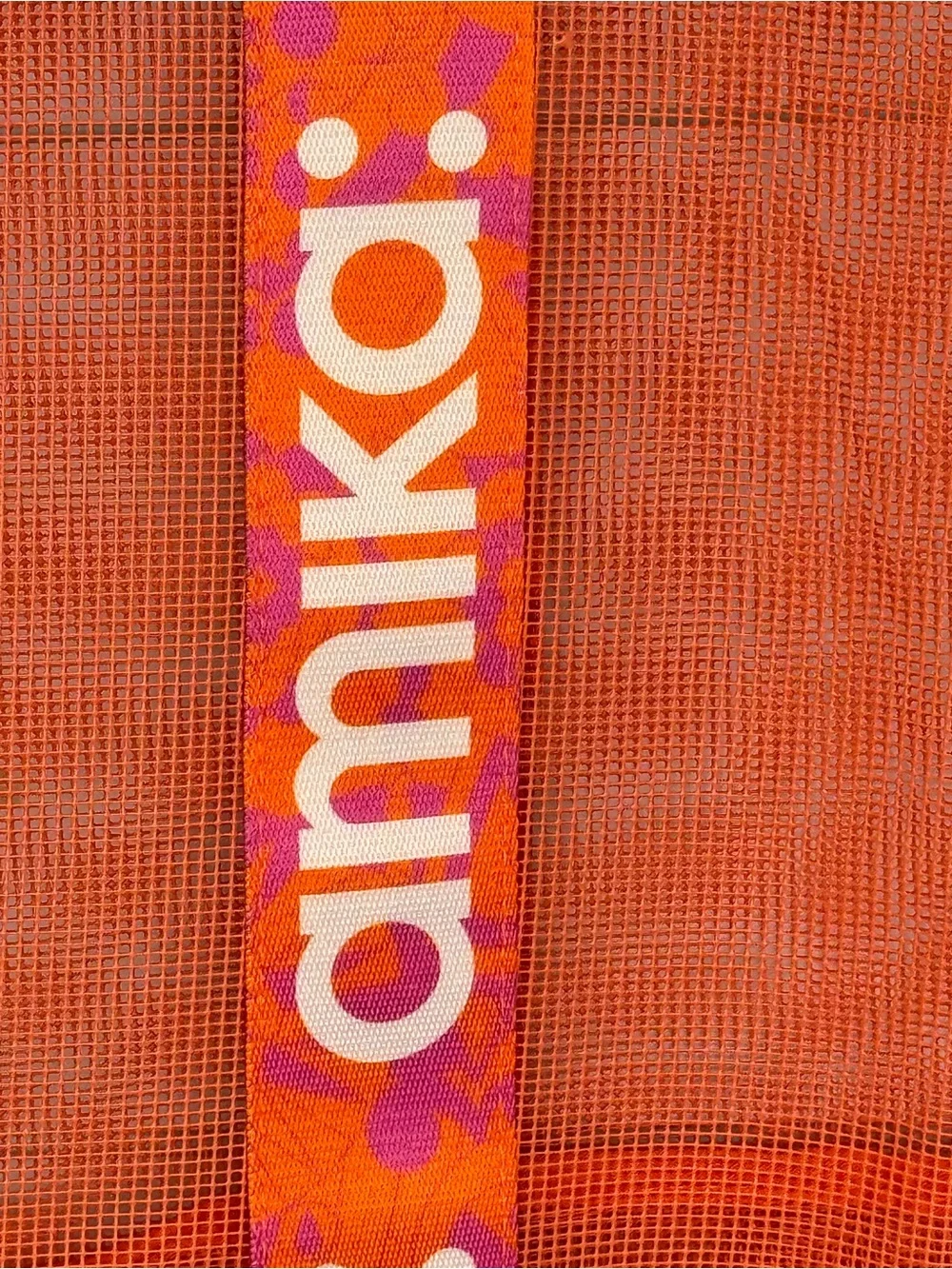 amika Orange Mesh Tote with Pink Zipper and Branded Straps